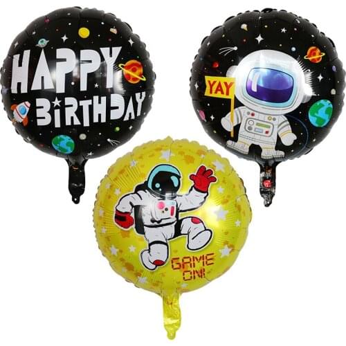 10pcs Yellow Black Outer Space Astronaut Foil Balloons Galaxy Theme Party Happy Birthday Party Decoration Air Globos Kids Toys