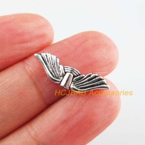 45Pcs Tibetan Silver Tone Animal Angel Wings Spacer Beads Charms 6.5x21mm