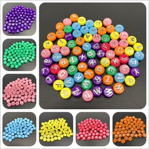50pcs/Lot 10mm Oval Shape Candy-Colors Letter Beads Acrylic Spaced Beads For Jewelry Making DIY Charms Bracelet Necklac