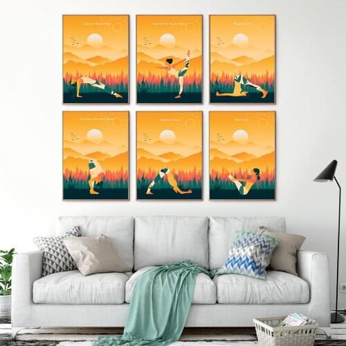 Abstract Fashion Girl yoga Plough Pose Nordic Vintage Poster Wall Art Prints Canvas Painting Decor Pictures For Living Room