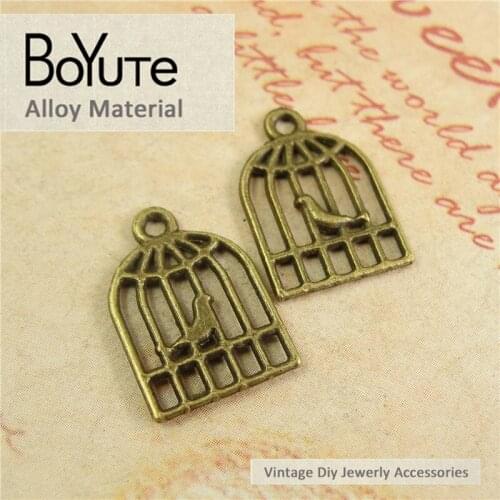 BoYuTe (200 Pieces /lot) 13*14MM Antique Bronze Plated Charms Pendant Zinc Alloy Birdcage Charms Jewelry Findings