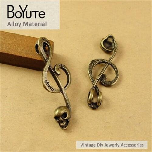 BoYuTe (60 Pieces/Lot) 41*15MM Vintage Accessories Parts Antique Bronze Music Operator Pendant Skull Material for Jewelry Making