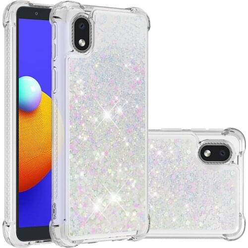Quicksand Phone Case For Samsung Galaxy A01 Core Glitter Love Heart Sequins Quicksand Dynamic Liquid Soft shockproof Back Cover