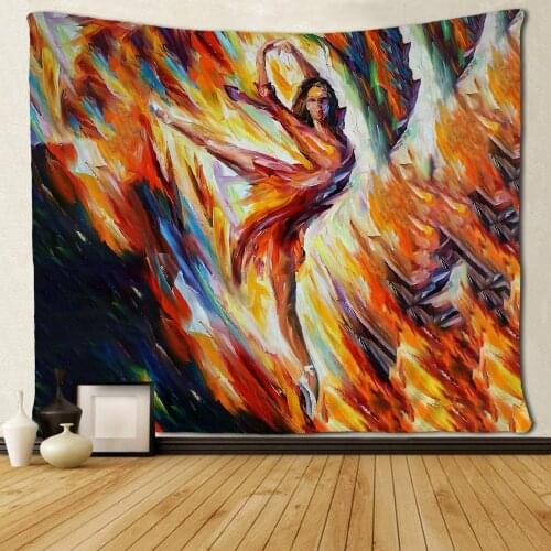 Color Girl Dancing Art Oil Painting Tapestries