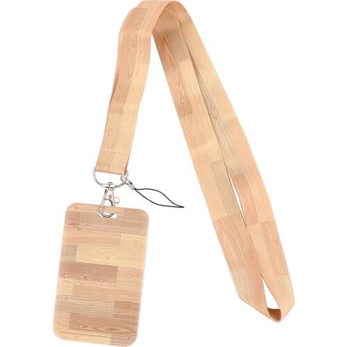 Ransitute R2277 Plank Pattern Lanyard Credit Card ID Holder Badge Student Women Travel Bank Bus Business Card Cover Badge
