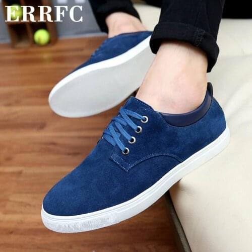 ERRFC Hot Selling Spring Men Blue Casual Comfort Shoes Round Toe Lace Up Red Suede Trending Flat Platform Shoes Plus Size 14 15