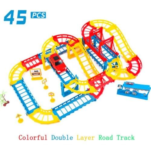 1Set Color city railway track car toy DIY Variety Electric Speed Car Train Model Assembly Racing Rail Tracks Car Toy For kids