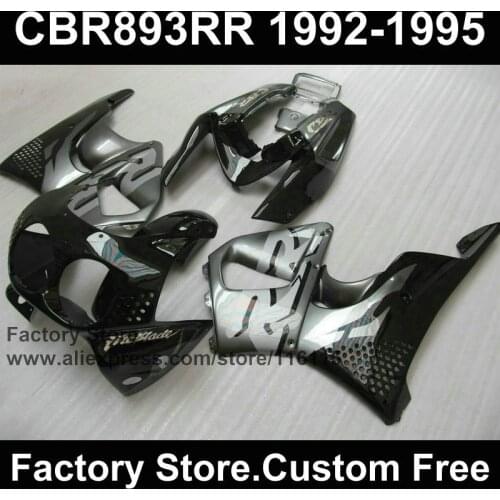 Custom Motorcycle fairing set for HONDA CBR 900RR 1992 1993 1994 1995 CBR 893RR 92 93 94 95 CBR 893 black gray fairings bodykits