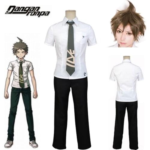 Super Danganronpa 2 Hinata Hajime Cosplay Costumes For Men Women Anime Dangan Ronpa Tops+Pant+Tie Wig Halloween Costume C88K248