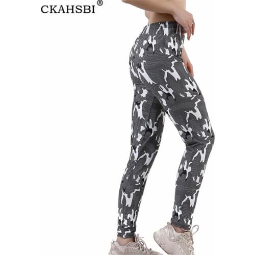 CKAHSBI Womens Graffiti Yoga Printed Leggings Hips Push Up Gym Fitness Pants Workout Running Ankle-Length New Knitted Clothing