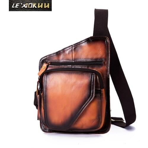 Hot Sale Male Quality Leather Fashion Casual Wallet Phone Pouch Design Small Crossbody Chest Sling Daypack Bag Pack Men b214or