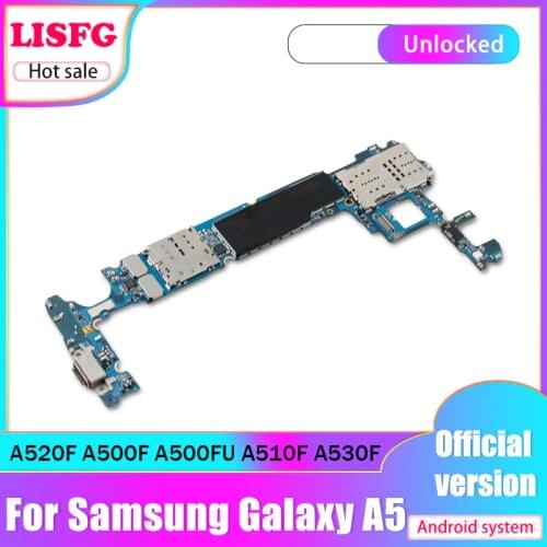 Original Unlocked Motherboard For Samsung Galaxy A5 A520F A5000 A500F A500FU A510F A530F Mainboard with Full chips Logic Board