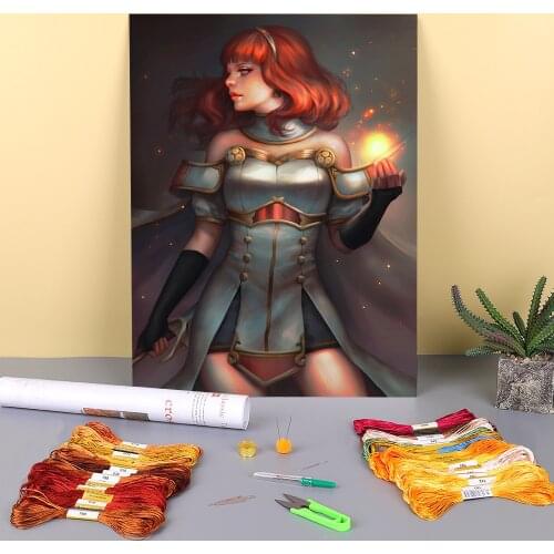 Cartoon Girl Woman Printed Fabric 11CT Cross-Stitch Embroidery Kit DMC Threads Sewing Handicraft Needlework Hobby For Decor