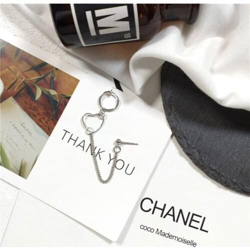 New Arrival Long Tassel Statement Earrings Personality Rock Style Heart-shape Pendant Ear Clip Ear Stud Women Jewelry Gift