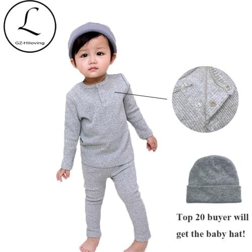 Baby Girl Pajamas Long Sleeve For kids Boys Cotton Ribbed Sleepwear Warm Winter Autumn Toddlers Sleeping Suits Clothes Nightwear