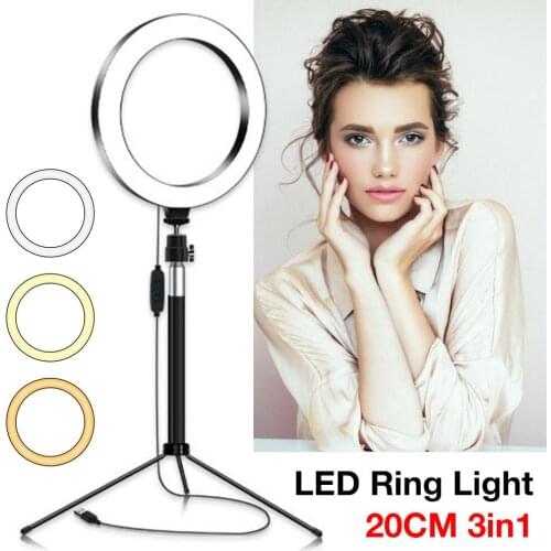 7W 5V 3200K-5500K Ring Light Detachable Portable Multi-function Fill Light Dimmable Beauty Selfie Lamp for Cell Phone Tablet