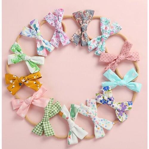 Girls Headband Bowknot Cotton Printed Floral Soft And Cute Headwear Childrens Elastic Hairband Kids Gifts