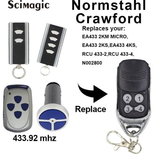 Rolling Code Remote Control 433MHz Replacement For Normstahl CRAWFORD EA433 2KM RCU433-2 RCU433-4 EA433 2KS 4KS For Garage Gate