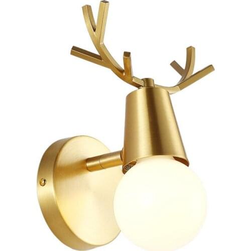 Nordic Luxury Brass Wall Lamps Modern Metal Wall Lights For Study Bedside Bedroom Living Rom Home Decoration Wall Sconces WA208