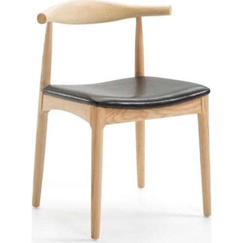 Custom Ox Horn Chair Nordic Solid Wood Chair Dining Chair Modern Simple Chair Cafe Designer Leisure Back Armrest Log