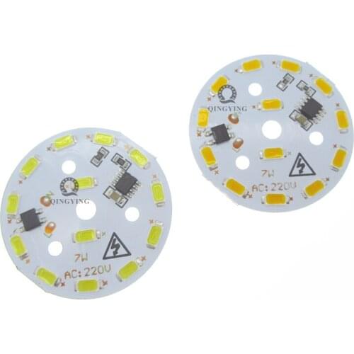 20 pieces AC220v 7W led light panel, 5730SMD dimmable led pcb, 44mm diameter white/warm white Aluminum lamp plate
