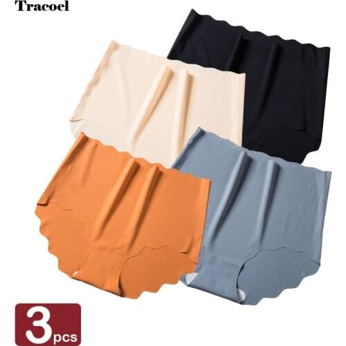Tracoel 3Pcs/Pack Soft High Waist Seamless Panties For Women Panty Breathable Underpants Female Silk Smooth Dropshipping Briefs