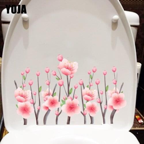 YOJA 22.6*14.2CM Peach Blossom Branch Girl Bedroom Decor Wall Decal WC Toilet Sticker T1-1131