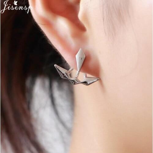 Jisensp Vintage Personality Cuff Stud Earrings Geometric Ear Jacket Earrings for Women Statement Jewelry Exaggerated Brincos