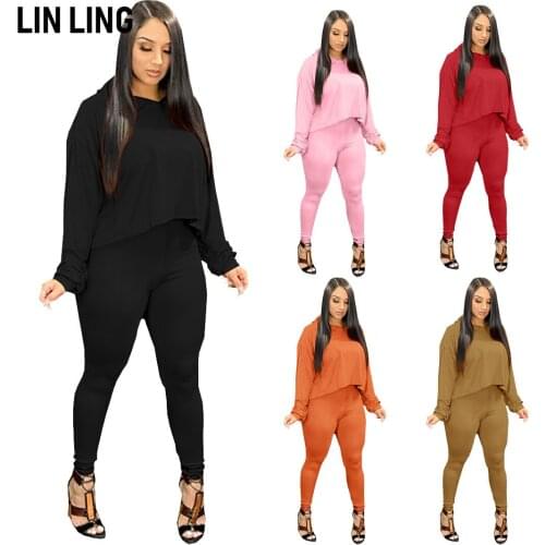 LINLING 2021 Womens Set Fashion Casual Loose Hooded Design Two-Piece Pants Suit