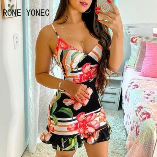 Women Elegant Dress V-Neck Floral Print Sleeveless Dress Casual Dress Vacation Dress 2021