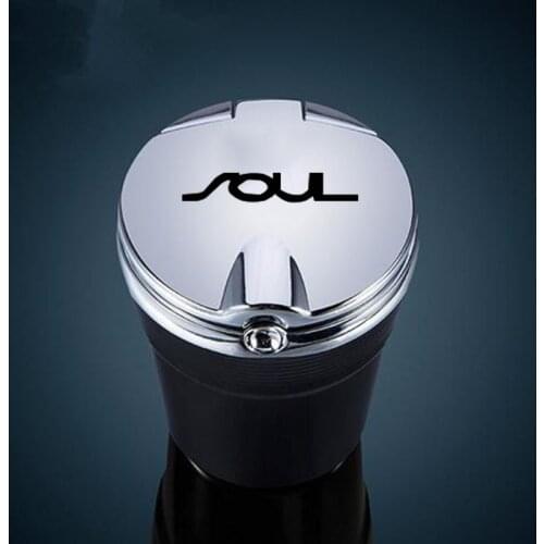 1 PCS For KIA SOUL Car ashtray LED night light lamp with cover personality ashtray With SOUL logo Car Accessories
