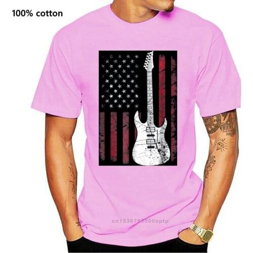 2020 Fashion T Shirt men Guitar T Shirt American Us Flag Music Player