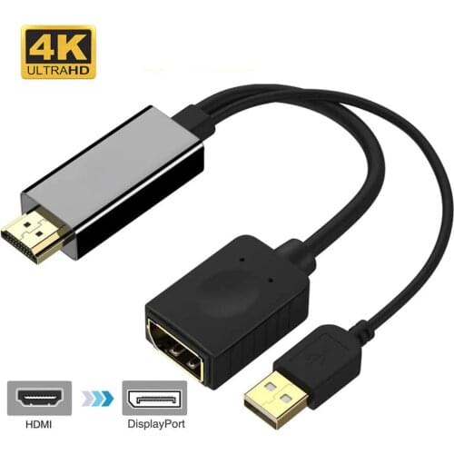 4K HDMI-compatible to Displayport Unidirectional converter Cable HDMI-compatible to DP Adapter for laptop PC PS4 to Displayport