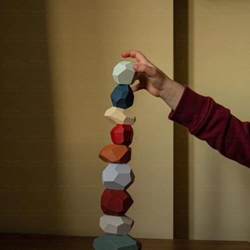 5/7/10/22Pcs Children Rainbow Silicone Colored Stone Stacking Game Building Block Kids Creative Educational Toys Gifts