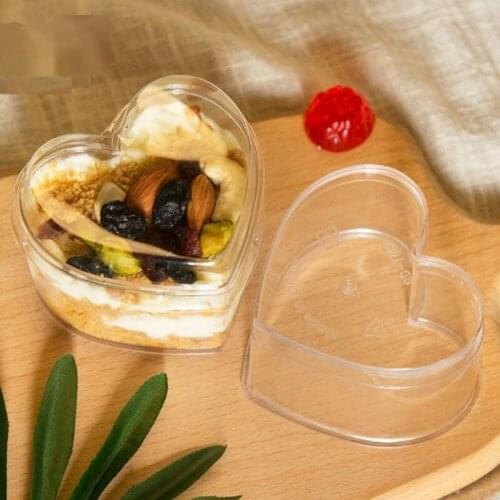 50pcs Net red Valentines Day love gift boxes plastic clear pudding cup small cake box party baby shower dessert cups with lids