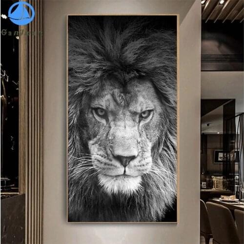 5D DIY Diamond Embroidery Black and white animal art, lion Picture Of Diamond Painting Cross Stitch Mosaic New Arrival Wall Art
