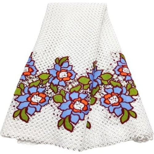 White /blue /Green African Cord Lace Fabric High Quality Eyelet Holes Guipure Cord Lace Water Soluble Lace For Wedding Sew