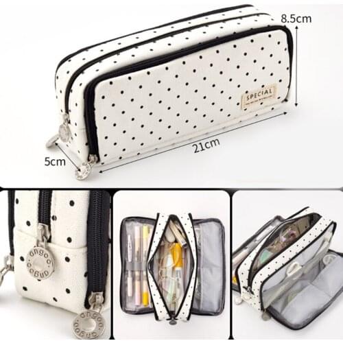 YYDS Large Canvas Pen Pouch 3 Compartments Portable Travel Organizer Bag Makeups Pouch Large Pencil Pouch for students Women