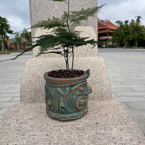 Crafts Garden Or Office Pots Urns Flowerpot Resin Flowerpots Tiki Head Retro Creative Personality Layout Statue Decorations