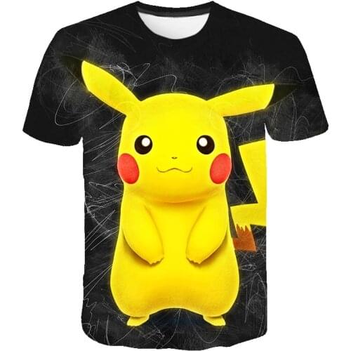Summer Cartoon Pikachu Kids Pleasantly Cool o-Neck Short Sleeve Boy Girl Baby 3D Printing T Shirt Lovely Short SleeveK 4-14T