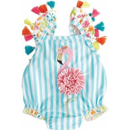 Children One-Piece Suits Toddler Kids Baby Girls Flamingo Bikini Swimwear Swimsuit Bathing Suit Beachwear Summer Print Tassel