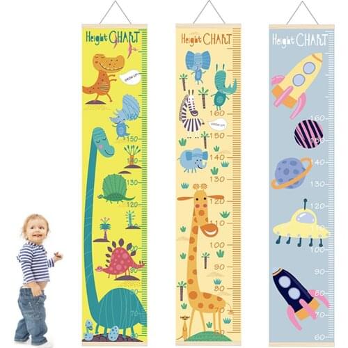 Spacecraft Animal Dinosaur Kids Height Chart Children Growth Ruler With Wood Frame Children Height Record Wall Hanging Decor