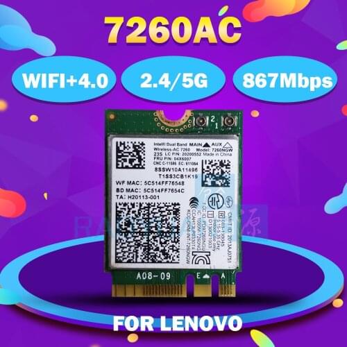 Dual Band Wireless-AC 7260 7260NGW 7260AC 04W3806 04W6059 04W3844 NGFF BT4.0+867M Wlan Card for IBM T440 T440S X240S