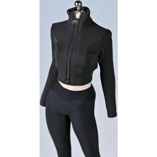 1/6 Female Clothes Navel Short Top Elasticity Zipper Tights Short Hooide for Phicen Big Breast Female Body