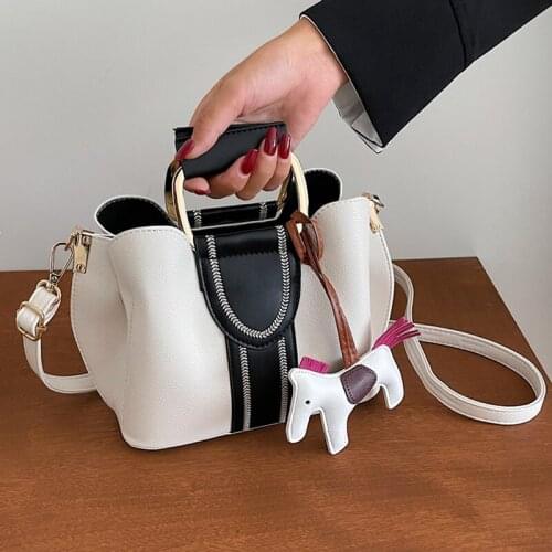 Elegant Tote Crossbody Bags For Women 2021 Fashion Metal Handle Womens Designer Handbag Lady Leather Shoulder Messenger Bag