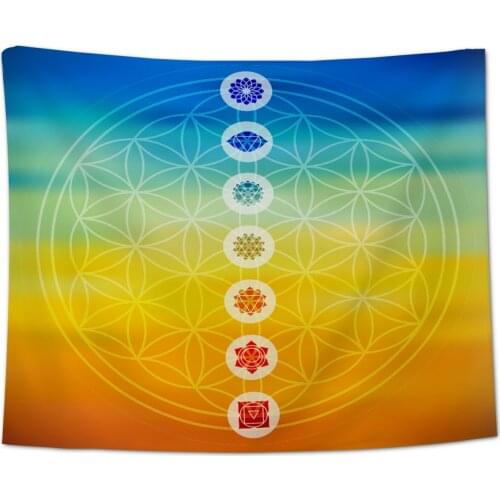 Gradient Toned Chakra Centers Spiritual Power Universe Harmony Religious Design Wall Tapestry Beach Towel Home Decoration