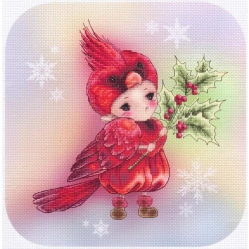 HH MM Counted Cross Stitch Kit Fan blowing a fan Handmade Needlework For Embroidery 14ct Cross Stitch Red bird Fairy