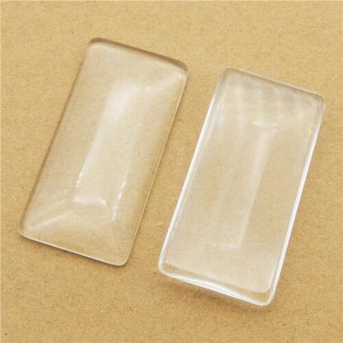 Julie Wang 2pcs 50*25mm Rectangle Flat Back Clear Glass Tile Dome Cabochons For Necklace Bracelet Jewelry Making Accessory