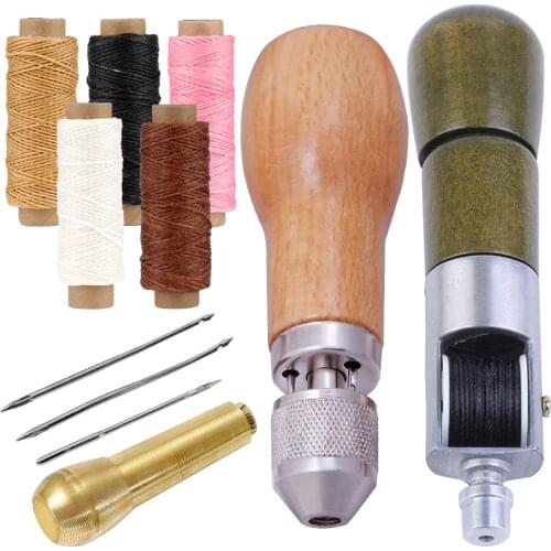 KAOBUY Sewing Awl Kit Portable Stitching Awl Hand Stitcher Repair Tool Kit r with Needles Waxed Threads for Leather DIY Process