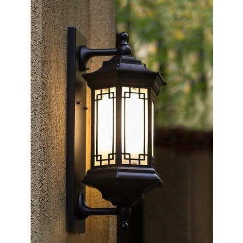 Chinese Wall Light Outdoor Waterproof And Rust-proof Courtyard Lamp Balcony Corridor Retro Wall Lamp e27 Sconces Lighting